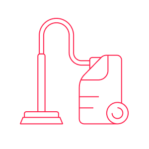 Vacuum cleaner icon representing Evoke Auto Spa's interior cleaning services, emphasizing professional equipment and eco-friendly products for luxury car detailing.